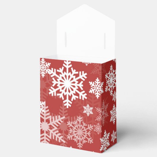 Ballotins Motif de flocon de neige argenté sur fond rouge de (Ouvert)