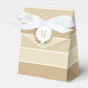 Ballotins Motif de rayures beige et initiales mariage