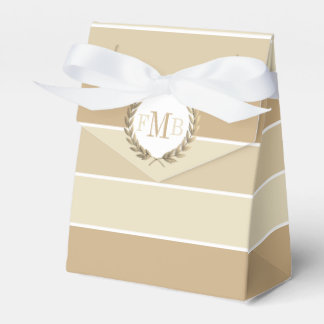 Ballotins Motif de rayures beige et initiales mariage