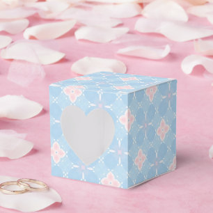 Ballotins Motif de trèfle floral rose sur fond bleu clair