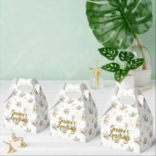 Ballotins Motif Feuilles d'Or Blanc et Flocons de Neige