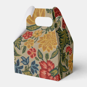 Ballotins Motif floral au point de crewel rouge et or vintag