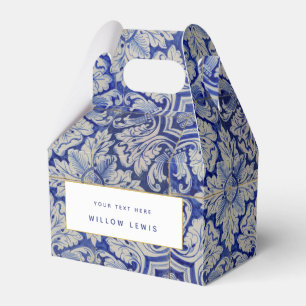 Ballotins Motif floral méditerranéen vintage bleu et blanc 