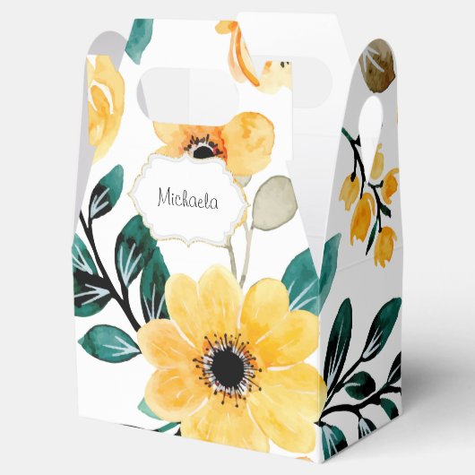 Ballotins Motif floral printanier jaune (Ouvert)