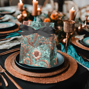 Ballotins Motif floral turquoise cuivre