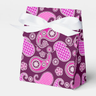 Ballotins Motif Paisley, rose fuchsia, violet et blanc