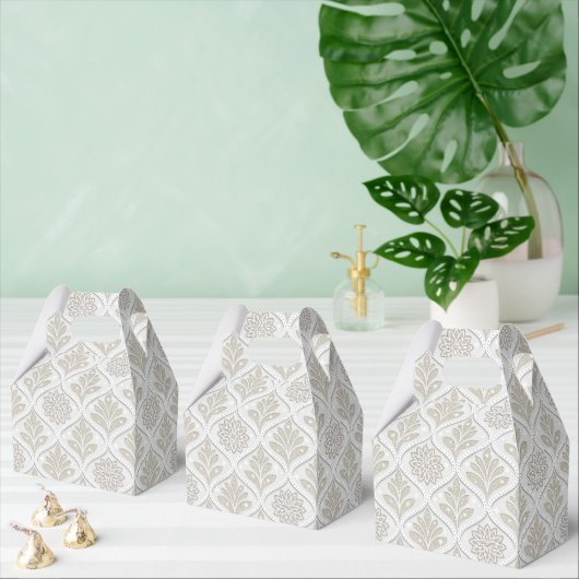 Ballotins Motif Quatrefoil Beige et Blanc Étincelant (Multiple)