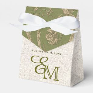 Ballotins Motif Vintage beige vert Burlap Mariage