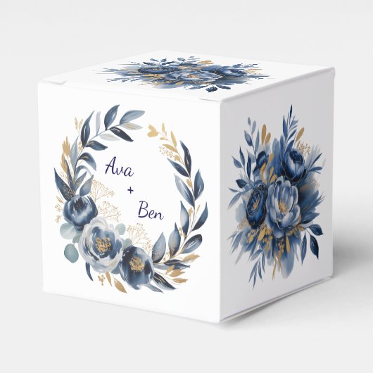 Ballotins Navy Blue and Gold Peony Flower Wedding (Verso)