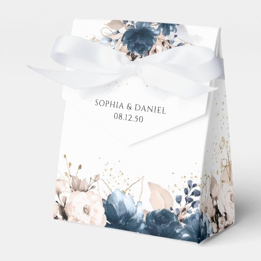 Ballotins Navy Blue et Dusty Rose mariage Favor Box (Verso)