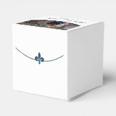 Ballotins Navy Blue Fleur de Lis Photo Wedding Favor Box (Arrière)