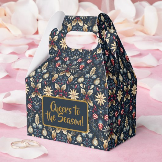 Ballotins Navy & Gold Floral Christmas Pattern (Mariage)