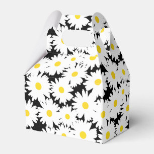 Ballotins Négative Space Daisies blanc jaune sur noir