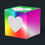 Ballotins Neon Arc-en-ciel avec coeur<br><div class="desc">Coeur blanc avec des noms mariés sur neon arc-en-ciel abstrait arrière - plan.</div>
