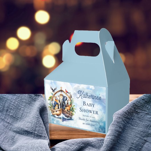 Ballotins Noah's Ark Cute Animals Blue Boy Baby shower