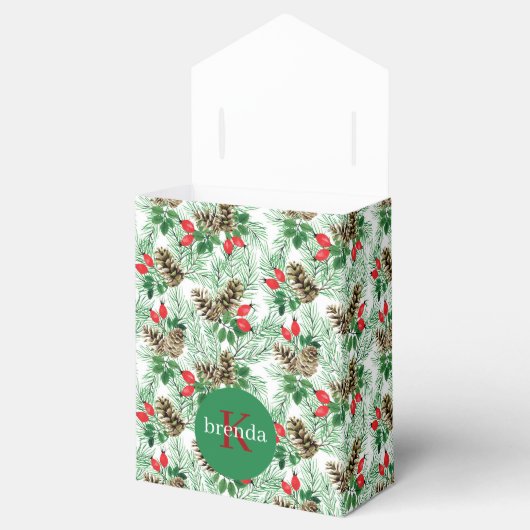 Ballotins Noël à feuillage persistant et pinecones motif (Ouvert)