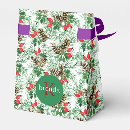 Ballotins Noël à feuillage persistant et pinecones motif (Arrière)