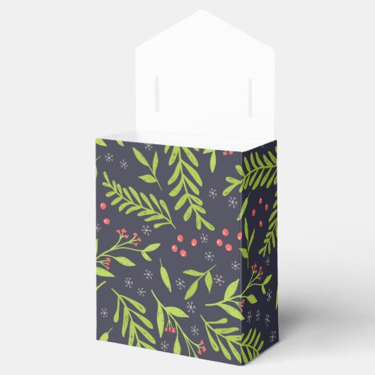 Ballotins Noël Cypress Snowflakes Berries Fleurs rouges (Ouvert)