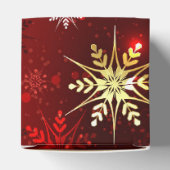Ballotins Noël Golden Snowflakes sur Arrière - plan rouge (Haut)