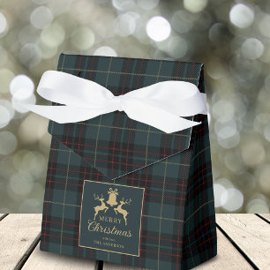 Ballotins Noël Tartan à carreaux vert marine classique
