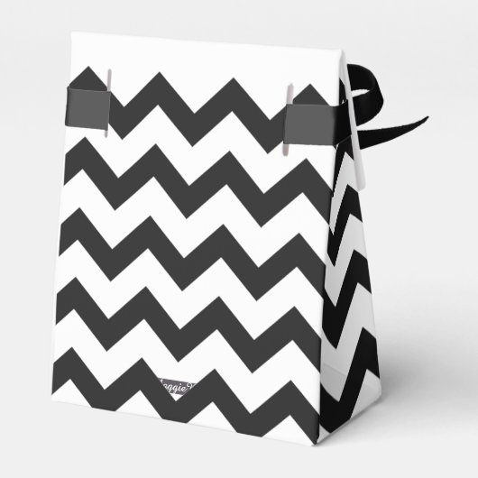 Ballotins Noir Blanc Chevron Noms Date Mariage Faveur (Arrière)
