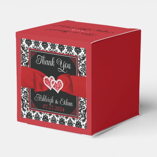 Ballotins Noir, Blanc, Rouge Damas amour Coeurs Mariage (Arrière)