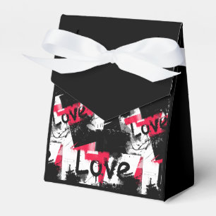 Ballotins Noir et blanc avec taches rouges amour motif