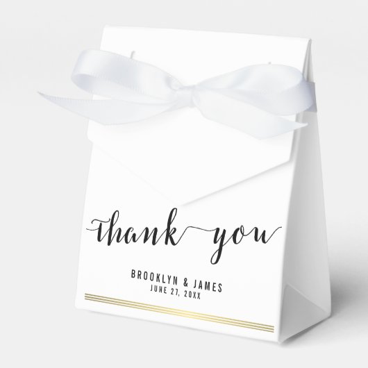 Ballotins Noir Et Blanc Mariage Faveur Boîtes Merci Or (Verso)