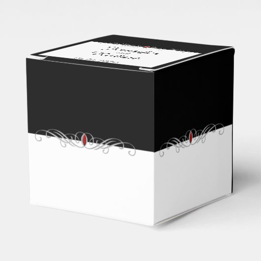 Ballotins Noir et blanc Ruby Accent mariage boîte de préfére (Verso)