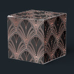 Ballotins Noir et Or Rose<br><div class="desc">Boîte à faveur élégante avec motif art déco en or rose et noir.</div>