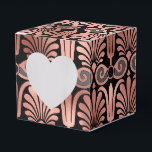 Ballotins Noir et or rose<br><div class="desc">Boîte à faveur élégante avec un motif art déco en or rose de feuille faux.</div>