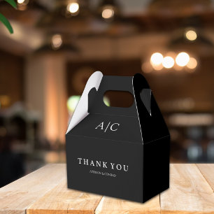 Ballotins Noir moderne Monogramme Mariage Faveur Boxes