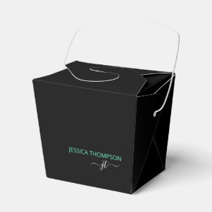 Ballotins Noir moderne Turquoise Simple Script Nom du monogr