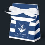 Ballotins Nom de bateau personnalisé Ancre Naissance Côtière<br><div class="desc">Le design de la boîte à faveur d'ancre nautique ajoute non seulement une esthétique intemporelle, mais complète également la collection de tout passionné de navigation. En vedette le nom de votre bateau, et une ancre blanche et une corde, personnalisez pour créer un équipement unique pour votre bateau. Fait un excellent...</div>