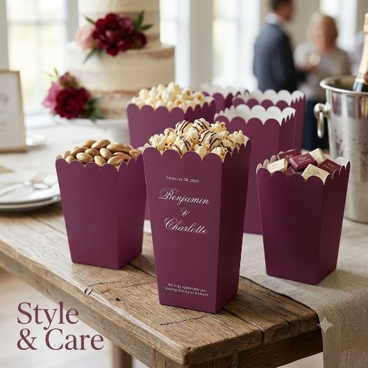 Ballotins Nom de la célébration de mariage Date Popcorn bord