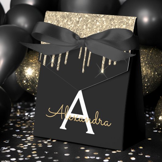 Ballotins Nom de monogramme de luxe paillettes noir or