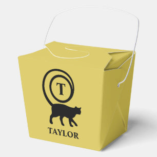 Ballotins Nom du monogramme Kitty initial Chat Lover Or Noir