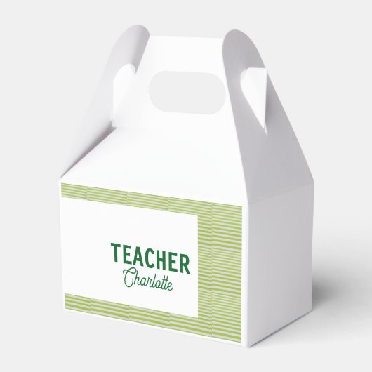 Ballotins Nom du professeur de bandes blanches et vert citro (Verso)
