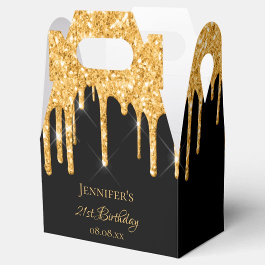 Ballotins Nom en monogramme avec paillettes noires et dorées (Ouvert)