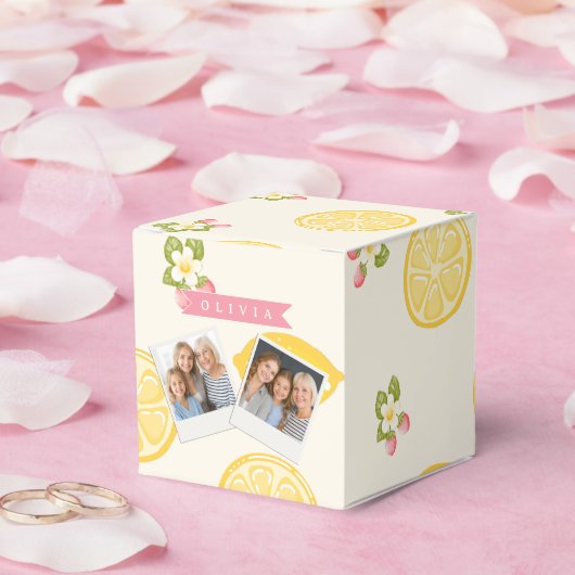 Ballotins Nom personnalisé floral citron été sur mesure (Mariage)
