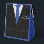 Ballotins Nom personnalisé Funny Business Suit Cravate boîte<br><div class="desc">Costume noir élégant personnalisé avec Cravate bleu MIGNED Concevez vos boîtes cadeaux - Ajouter votre nom / Texte avec outil de personnalisation! Choisissez la police / taille / couleur ! Bonne chance - Soyez heureux :)</div>