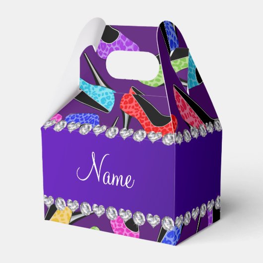 Ballotins Nom personnalisé leopard arc-en-ciel violet talons (Verso)