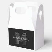 Ballotins Nom rétro moderne éditable monogramme noir et gris (Ouvert)