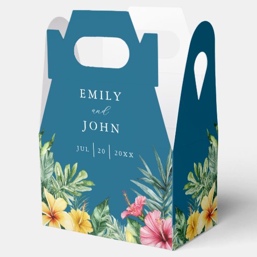 Ballotins Océan Bleu Aquarelle Mariage floral tropical (Ouvert)