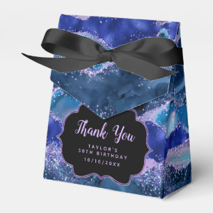 Ballotins Océan d'agate bleu foncé violet Anniversaire Merci