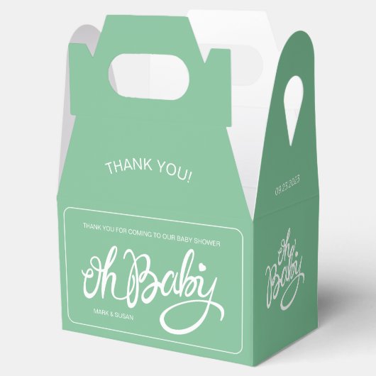 Ballotins Oh bébé - Baby shower Boîte à Gable - Vert (Ouvert)