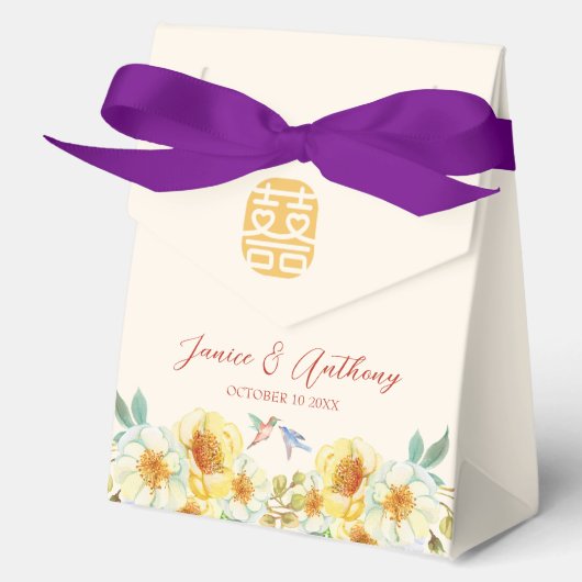 Ballotins Oiseau jaune bleu mariage chinois (Recto)