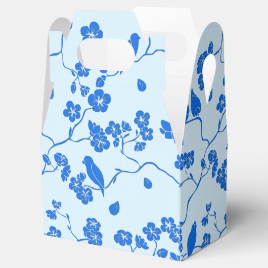 Ballotins Oiseaux en fleurs de cerisier bleu sur bleu (Ouvert)