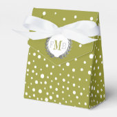 Ballotins Olive green, white polka dot pattern wedding fav (Verso)