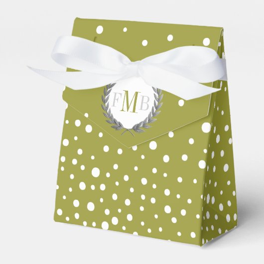 Ballotins Olive green, white polka dot pattern wedding fav (Verso)